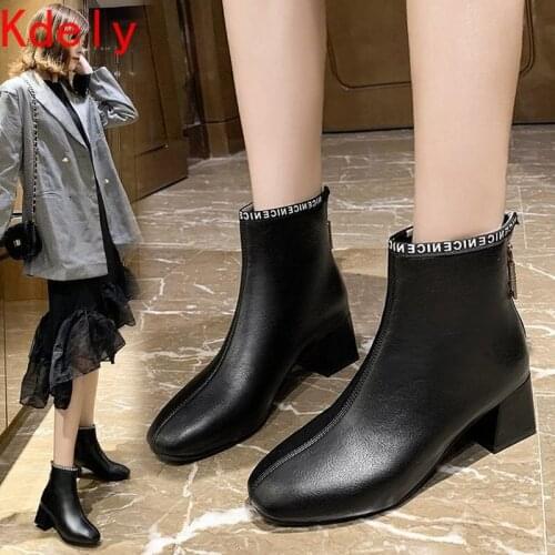 Martin Boots Womens 2020 Autumn and Winter New Fashion Korean Style High Heel Short Boots Thick Heel Short Tube Women