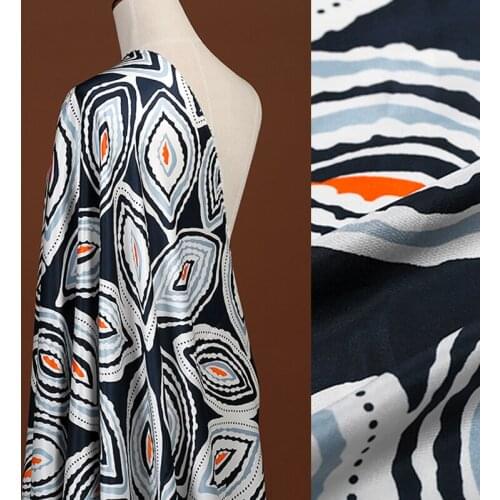 100CM Wide 19MM Print Stretch Silk Fabric for Summer Dress Shirt Scarf DE1425