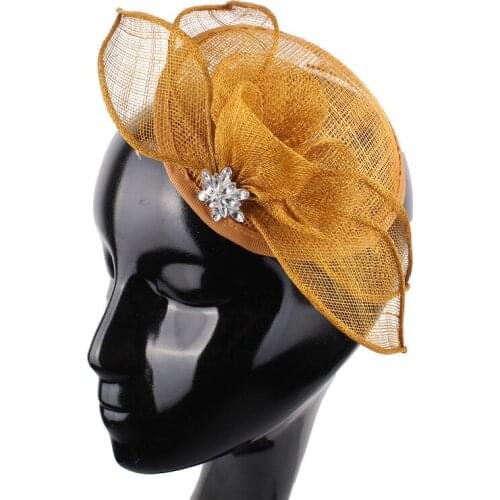 Gold Fashion Race Fascinator Hats Headband Gorgeous Women Ladies Event Formal Headpiece Sinamay Fashion Hair Accessories