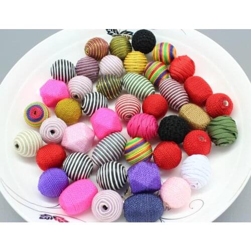 100pcs mix color Wax Cotton Thread Wraped Beads Hexagonal Geometric Modern design Statement Bib necklace diy