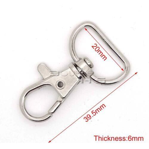500pcs/lot Matel Snap Hooks Rotary Swivel For Backpack Webbing 20mm Nickel Plated Lobster Clasps