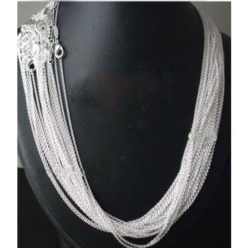 10pcs/lot Promotion! wholesale S925 Silver color necklace, - fashion jewelry Rolo Chain 1mm Necklace 16 18 20 22 24"