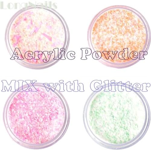 1OZ/30g EMA Acrylic Powder 130Colors 2in1 Mixed 1/24-1/256 Chunky, Sequins Glitter Manicure Nailart Sculpture Powder ACFOZ162-72