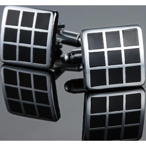 Free shipping, black lattice cufflinks fashion mens shirt cufflinks senior designer exclusive design shirt button