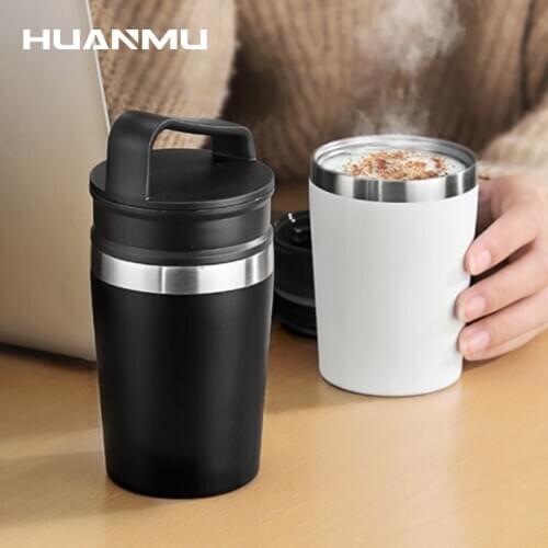 Exquisite Portable Coffee Mug Thermos Stainless Steel American Coffee Bottle Insulation Portable Take-Away Cup Friend Gift