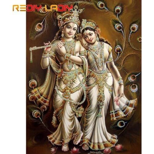 DIY 5D Diamond Painting Radha Krishna Full Square/Round Drill Diamond Embroidery Beaded Cross Stitch Picture of Rhinestones Art
