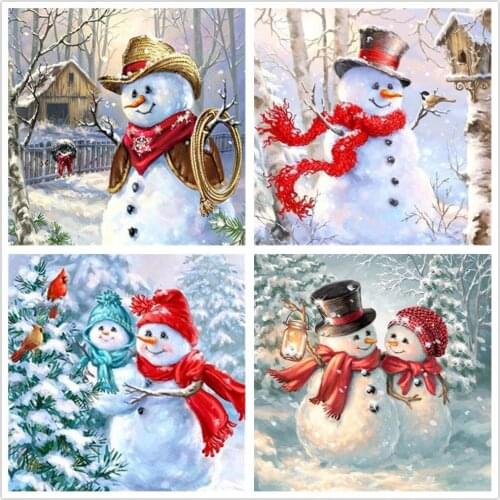Kexinzu Full Square/Round 5D DIY Diamond Embroidery Snowman Picture Of Rhinestone 3d Diamond Painting Mosaic Home Decor Gift