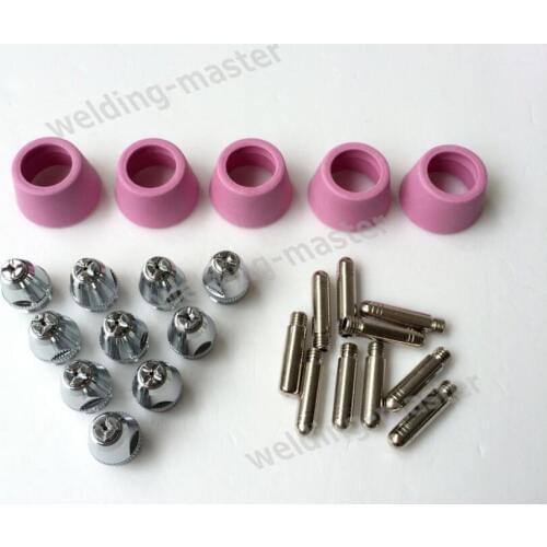 SG55 AG60 Consumables KIT Electrodes 20pcs+Sheild Cups 10pcs+Tips 20pcs Air Cooled Plasma Cutter Welder Torch