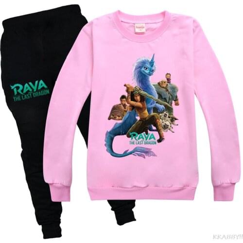 Disney Raya and The Last Dragon Boys Girls Clothes Sets Spring Autumn Pullover Tops + Pants Outfits Casual Childs Tracksuit