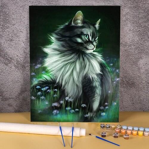 Cat Animal Painting By Numbers Set Oil Paints 40*50 Picture By Numbers Photo Handmade For Handiwork