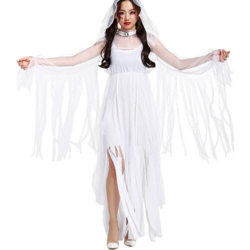 COLDKER Halloween costume zombie white goat bride cosplay costume free size ladies cosplay fancy dress