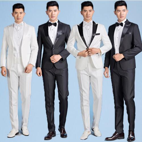 Hot sell Male new spring slim men stage suit groom wear costume wedding suits for men costume homme mariage 2020 black white