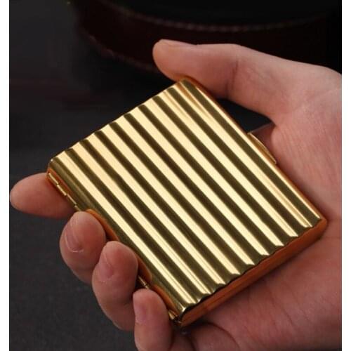 Hot Vintage Copper Cigarette Case 20 Sticks Portable 70MM Cigarette Boxes Tobacco Holders Anti-pressure Smoking Accessories