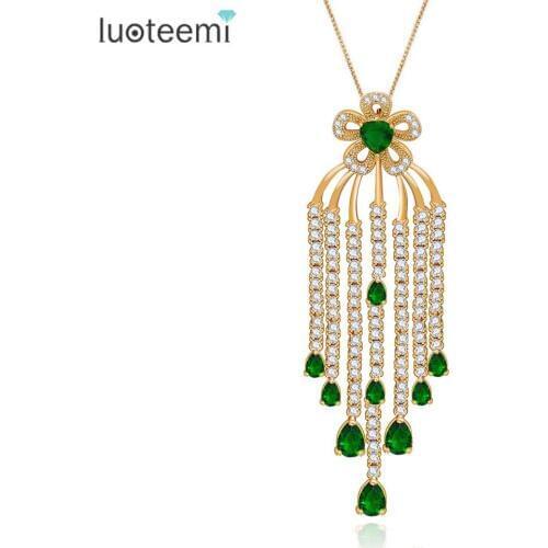 LUOTEEMI Brand Bohemia Design Luxury Bridal Tassel Flower Big Pendant With Chains Necklaces For Women Wedding And Friends Party