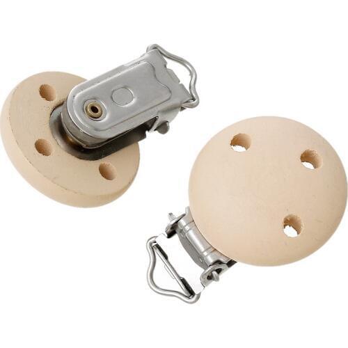 5Pc Multicolor Iron Metal Wooden Baby Pacifier Clips Solid Color Holders Cute Infant Soother Clasps Holders Accessories Diy Tool