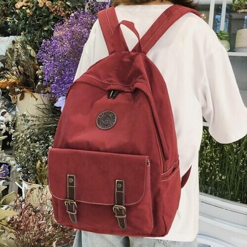 Fashion Buckle Cotton Fabric Backpack Cute Women School Bags for Teenage Girl Kawaii Backpacks Harajuku Female Bag Ladies Luxury