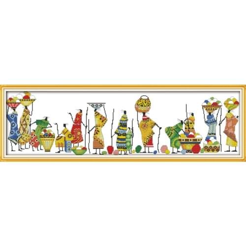 African life cross stitch kit people 18ct 14ct 11ct count print canvas stitches embroidery DIY handmade needlework