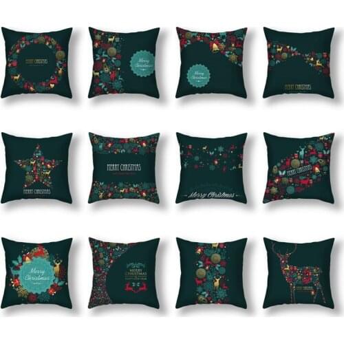 Christmas print pillowcase linen super soft short plush cushion seat cushion holiday accessories