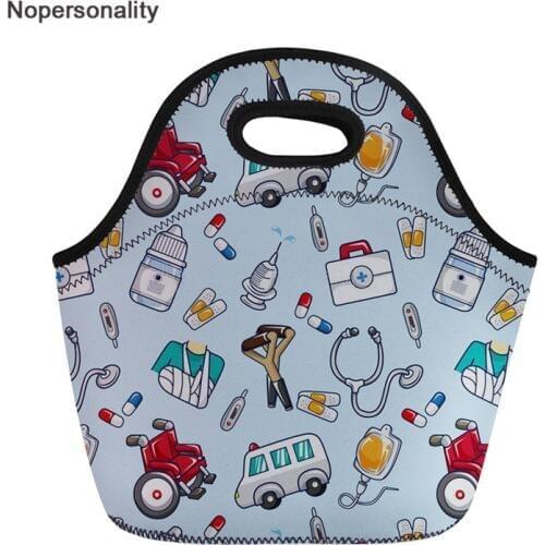 Nopersonality Neoprene Cartoon Nurse Pattern Lunch Bags for Girls 3D Printing Insulation Food Bag Student Travel Picnic Handbag