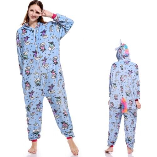 2020 New Onesie Wholesale Animal Kugurumi Stitch Unicorn onesies Adult Unisex Women Hooded Sleepwear Adult Winter Flannel