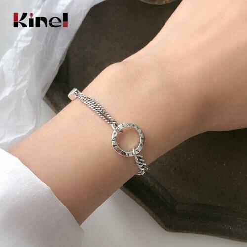 Kinel Bracelet Korean 2020 NEW Love Circle Retro Jewelry INS Simple Elegant Design Silver Bracelet for Women 925