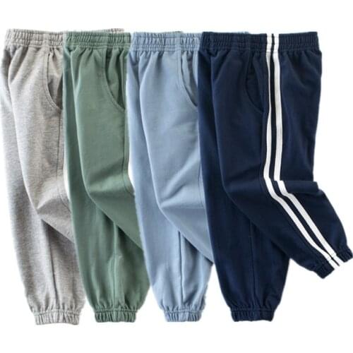 2-9Years Solid New Cotton Pants For Boys Girls Casual Sport Striped Pants boy girl Enfant Garcon Kids Children Trousers 4 Colors