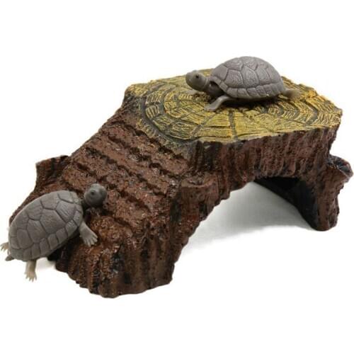 Practical Ramp Mounted Resin Hut Habitat Landscape Aquarium for Aquatic Turtle Decoration