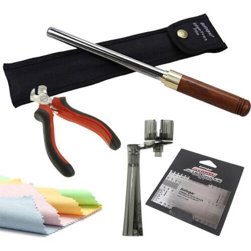 Baroque Professional Guitar Fret Dressing File 3 Edges String Plier Cutter Measuring Ruler Peg Winder Cloth Luthier Tool Set