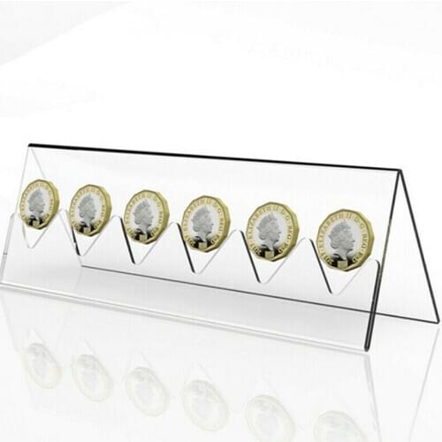 6-Slot Clear Acrylic Coin Display Rack Commemorative Coins Collection Exhibit Organizer Stand Holder
