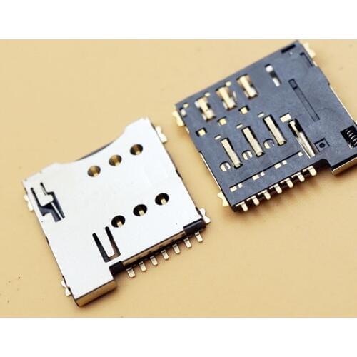 100pcs 7P MICRO SIM Card Connectors 7Pins Micro sim Sockets Holder 1.35H Self Push With Switch