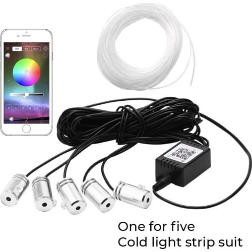 RGB Led Atmosphere Car Light Indoor Ambient Colorful Cold Light Decorative Light App Control Diy Music 6m Fiber Optic Ribbon