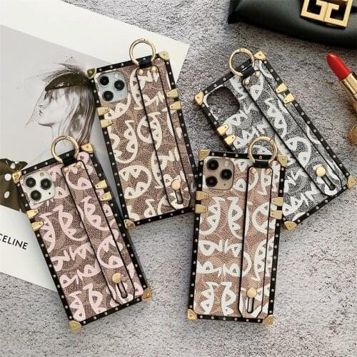 Luxury Wrist Strap Holder PU leather Phone case For iPhone 12 11Pro Max XR XS 7 8 Plus SE Cover For Samsung S20FE S10 Note20 10
