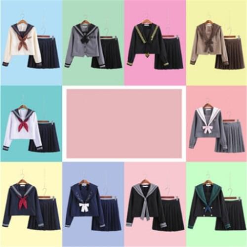 Multiple styles Japanese school uniforms anime sailor suit tops+tie+skirt JK Navy style Students clothes for Girl Long sleeve