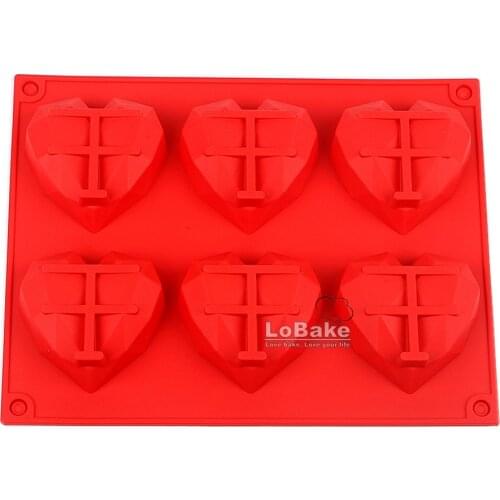 6 cavities diamond heart shape silicone cake mold soap moldes ice cube molds fondant mould DIY bakery accessories