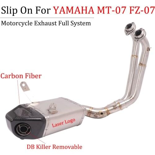 Slip On For YAMAHA MT-07 FZ-07 MT07 FZ07 Motorcycle Full Exhaust System Modified Front Middle Link Pipe Muffler Escape DB Killer