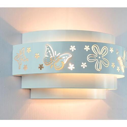 Morden wall lamps Minimalist butterfly flower carved LED E27 Wall light,white stereoscopic Iron cover mirror front /bedroom kits
