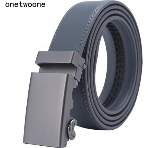 High Quality Mens Ratchet Click Belt Genuine Leather Dress Belt for Men Jeans Holeless Automatic Sliding Buckle belts