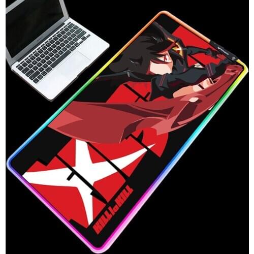 XGZ Anime Mouse Pad RGB LED Lighting Red and Black Background Desktop Keyboard Laptop Glowing Mice Mats Gaming Accessories