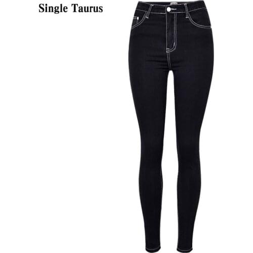 Female Single Needle Topstitch Jeans High Waist Streetwear England Slim Denim Pants Pleated Spliced Skinny Black Jeans Women