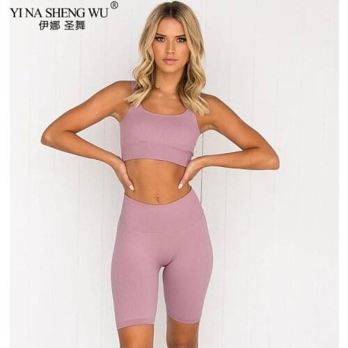 2pcs/set Yoga Sets Women Seamless Shorts High Waisted Sports Pants Outdoor Biker Leggings Women Sports Bra Gym Set Sportswear