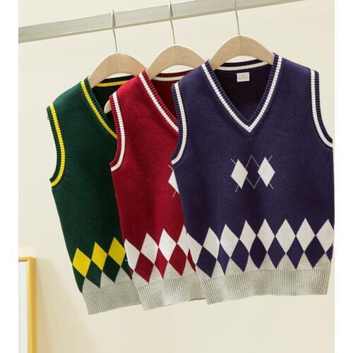 Teenage Spring 100% Cotton Cardigan Teen Boys V-neck Vest Children Waistcoat School Uniform Girls Sweaters for 4 6 8 10 14 Years