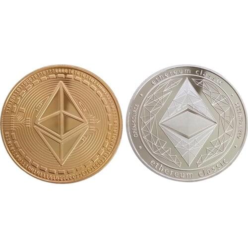 Gold Silver Plated Ethereum Coin Art Collection Gift Physical Metal Antique Imitation Non-currency Coins Collectibles