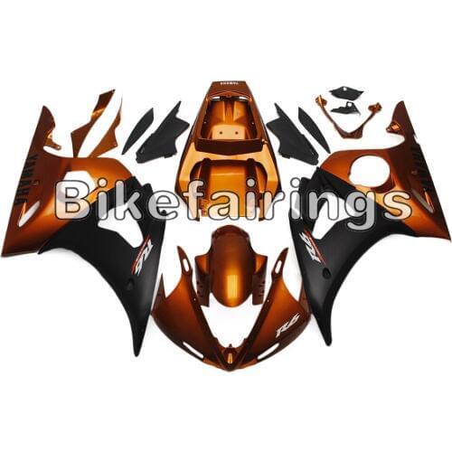 Gold and Matte Black Upper Motorcycle Injection Plastic Cover For Yamaha YZF-600 R6 2003 2004 2005 R6 03 04 05 Complete Cowlings