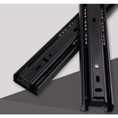 1Pair Drawer slide Ball Guide Two Sections metal buffer mute Steel close drawer guide rail Furniture Hardware Fittings