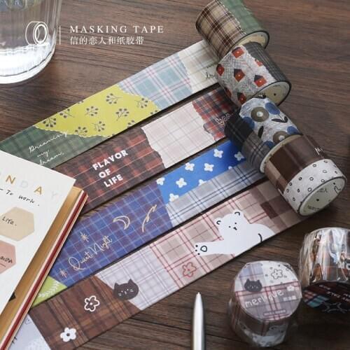 1 Pcs Vintage Grid Collage Washi Tape DIY Planner Diary Scrapbooking Decoration Masking Tape Bullet Journal Japanese Stationery