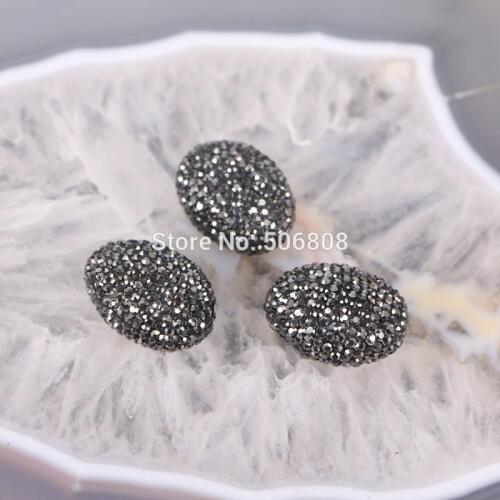 10PCS ZYZ-C8018 Fashion oval stone connector beads, paved crystal rhinestone gems stone loose beads for making jewelry