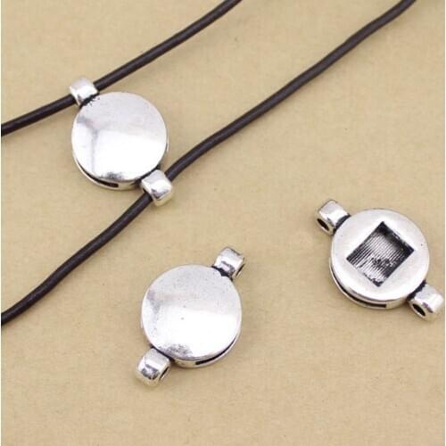 10pcs/bag Silver Color Alloy Flat Big Hole Beads 29*17mm fit Wrap Multilayer Bracelet Jewelry Making Accessories