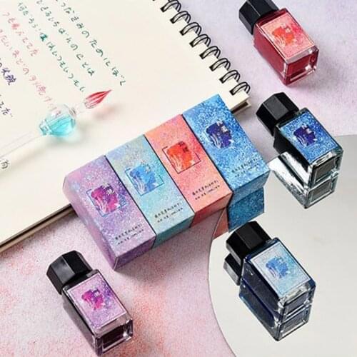 12 Colors Glass Bottled Smooth Writing Fountain Pen Non-carbon Ink for Refilling