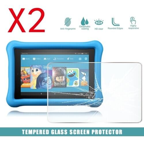 2Pcs Tablet Tempered Glass Screen Protector Cover for Amazon Kindle Fire 10 Kids Edition (2017)/Fire HD 10 Kids Edition 2019