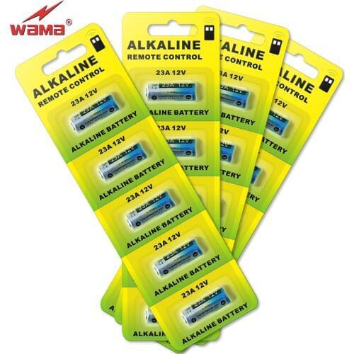 20pcs/4pack Wama Alkaline 12V 55mAh 23A Primary Dry Batteries 21/23 23GA A23 A-23 23A RV08 Alarm Car Remote Battery Drop Ship